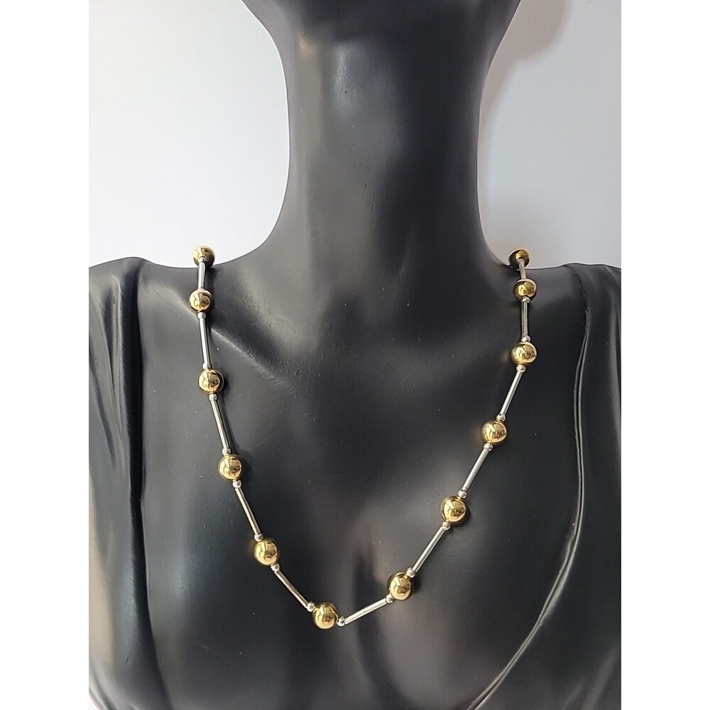 Vintage Premier Designs Necklace Bead‎ Bar Gold Tone Silver Tone Jewelry Costume